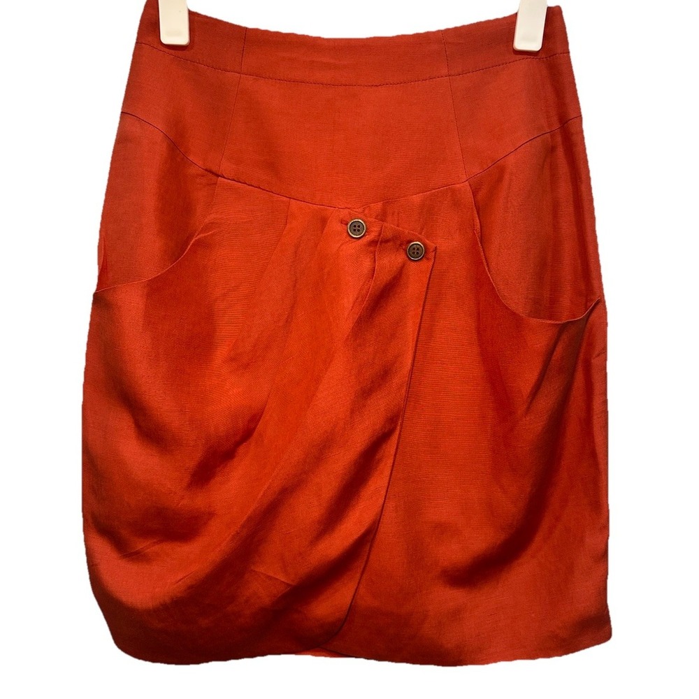 VTG Jeffrey Monteiro Skirt Women's 2 Burt Orange ZipUp Closure Front Pockets Y2K